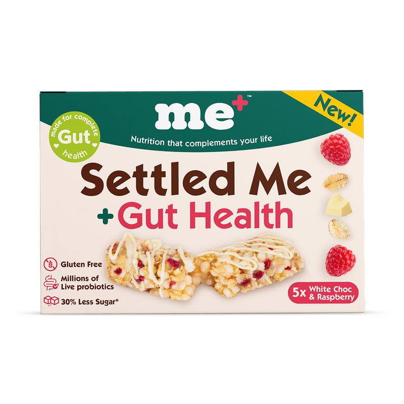 Settled Me+ white choc raspberry oat bars 5x19g UK version