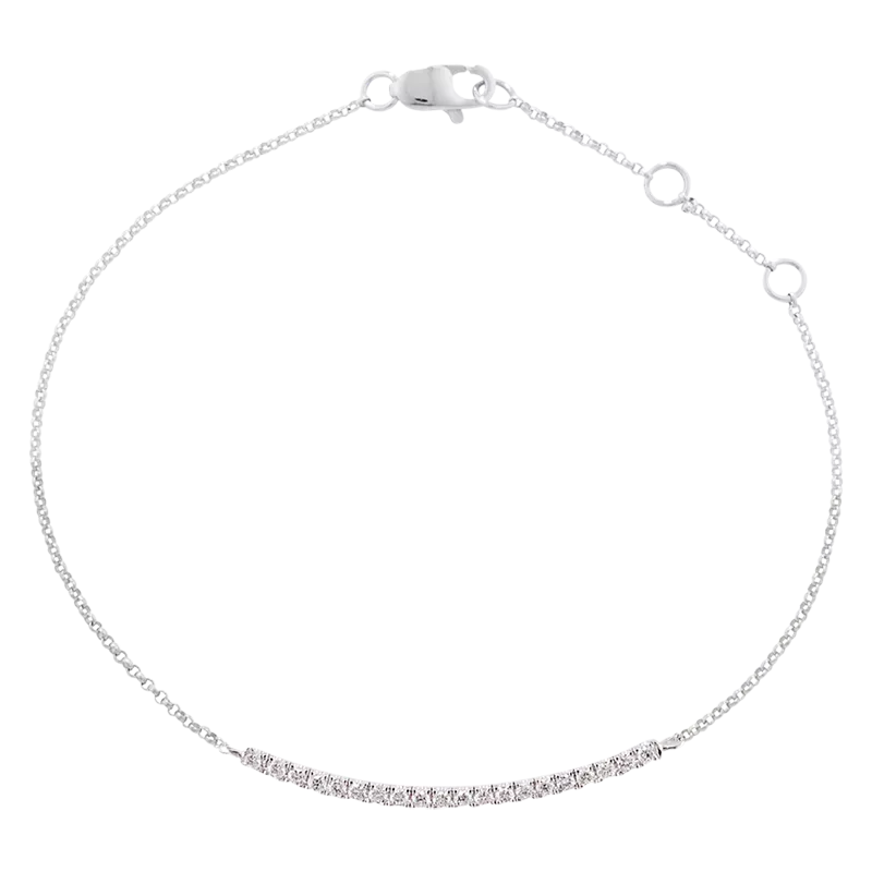 London Road diamond bracelet white gold adjustable 15-18cm, imported from the UK