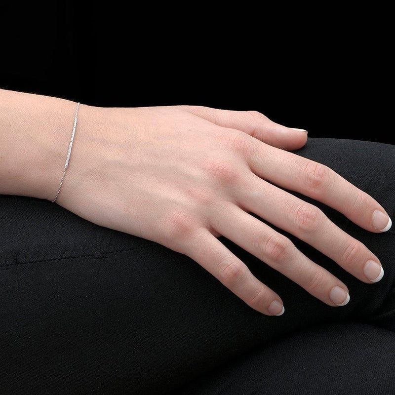 London Road diamond bracelet white gold adjustable 15-18cm, imported from the UK