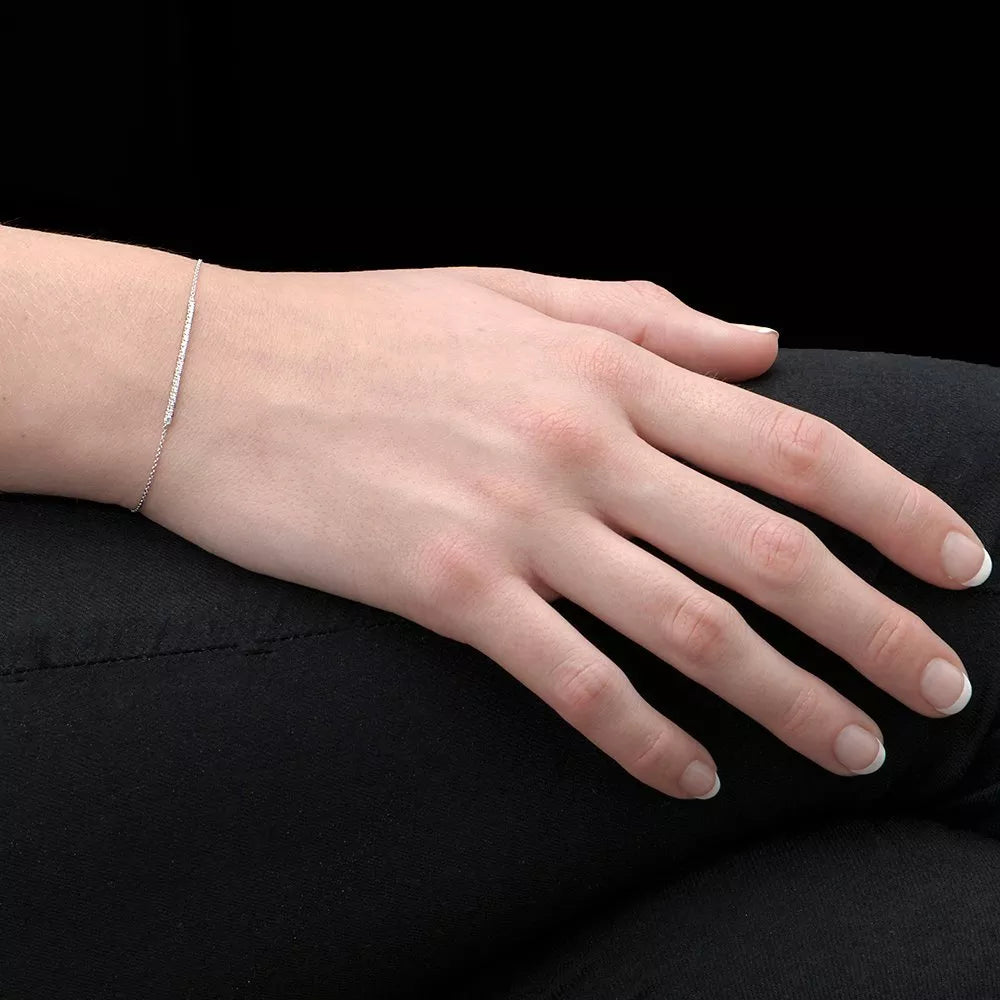 London Road diamond bracelet white gold adjustable 15-18cm, imported from the UK