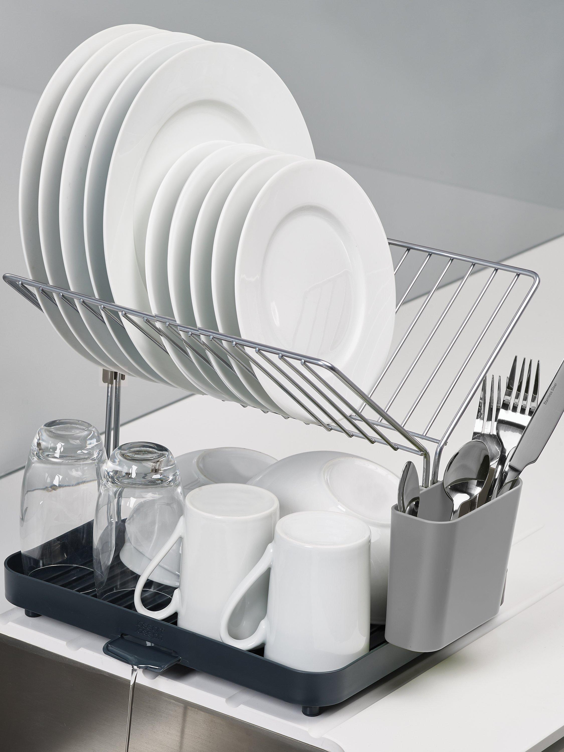 Joseph Joseph two-tier self-draining dish rack with utensil pot, UK version