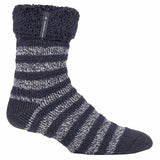 Heat Holders Mens Fleece Lined Thermal Bed Socks 6-11 UK GOODS Superdrug Charcoal Stripe (Olwen)  