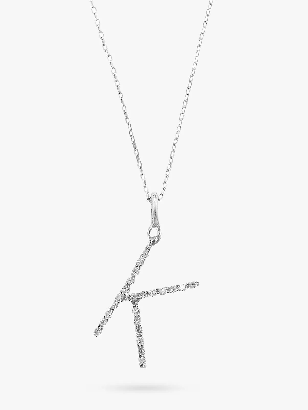 E.W Adams 9ct White Gold Diamond Initial Pendant