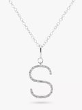 E.W Adams 9ct White Gold Diamond Initial Pendant