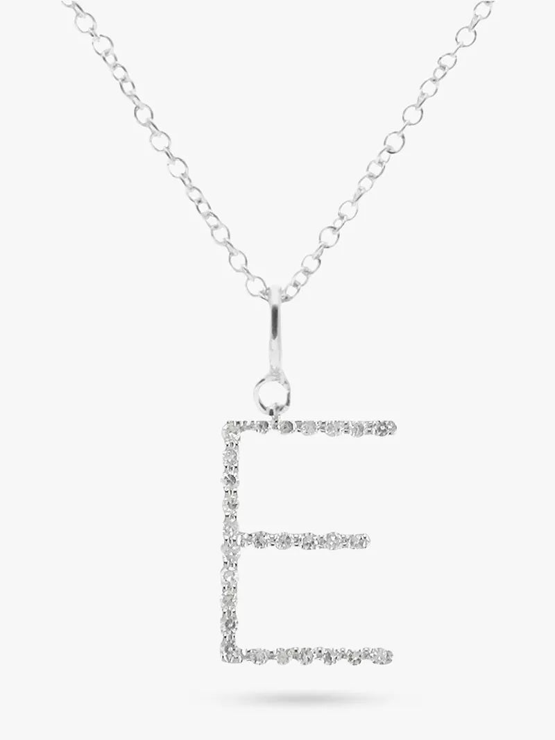 E.W Adams 9ct White Gold Diamond Initial Pendant