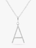E.W Adams diamond initial pendant 9ct white gold adjustable chain, imported from the UK