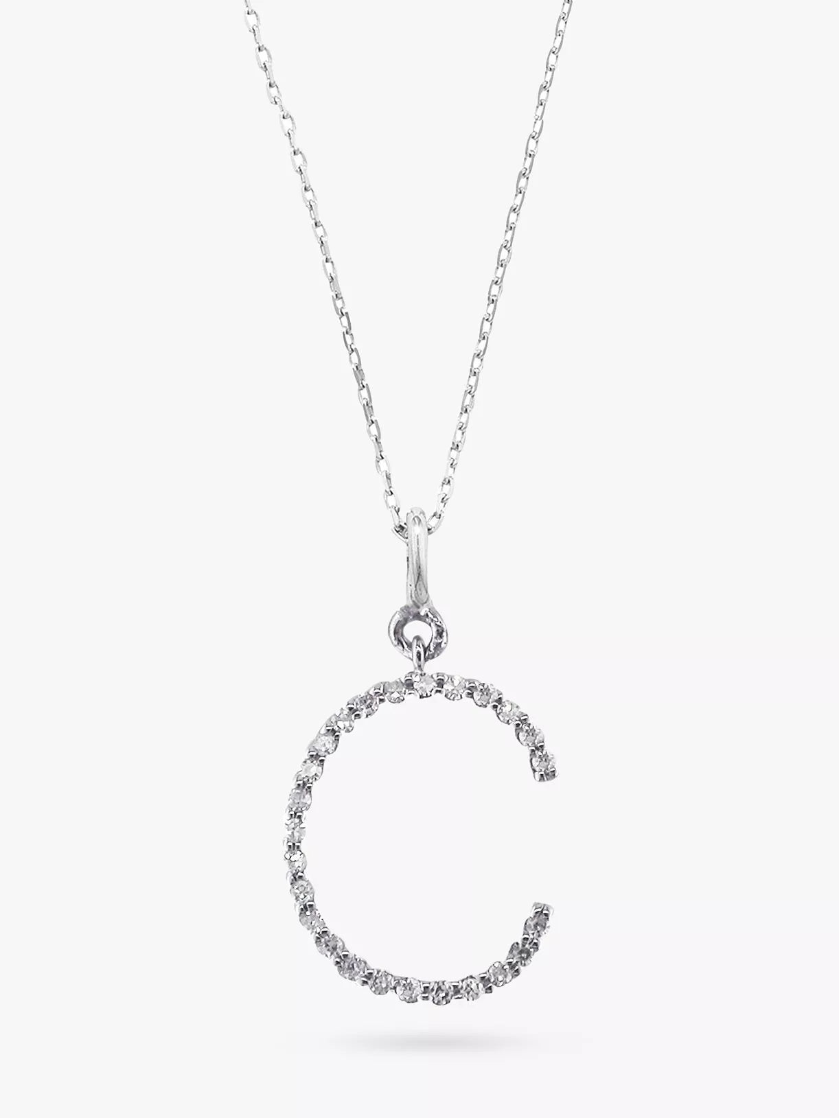E.W Adams 9ct White Gold Diamond Initial Pendant