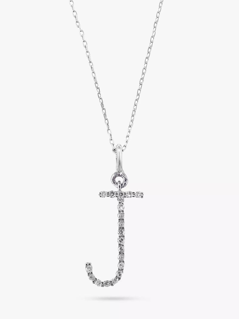 E.W Adams 9ct White Gold Diamond Initial Pendant