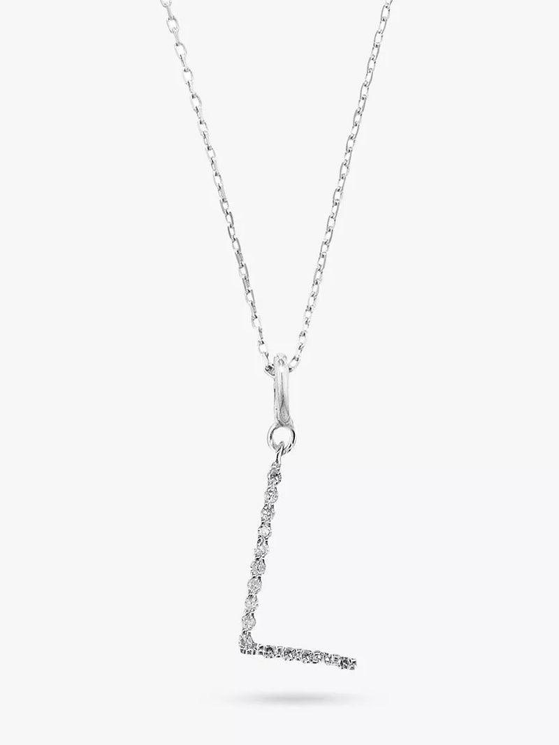 E.W Adams 9ct White Gold Diamond Initial Pendant