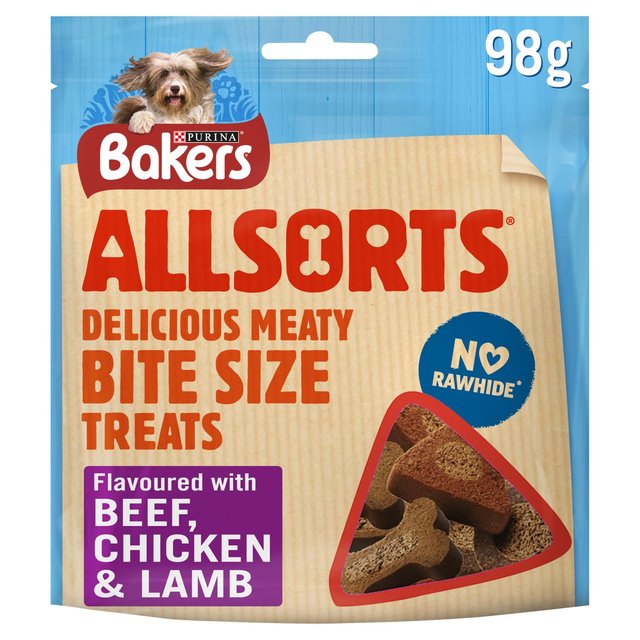 Bakers Allsorts Chicken Beef & Lamb Dog Treats   98g