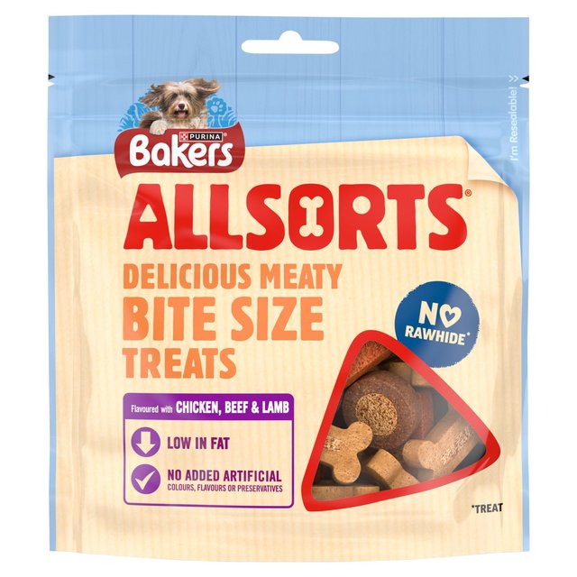 Bakers Allsorts Chicken Beef & Lamb Dog Treats   98g