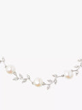 Lido leaf pearl necklace in silver and white - British product