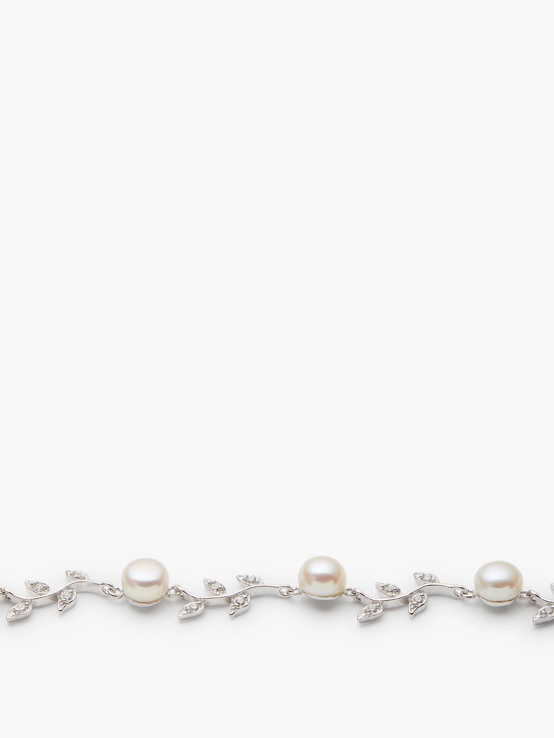 Lido leaf pearl bracelet in sterling silver (British brand)