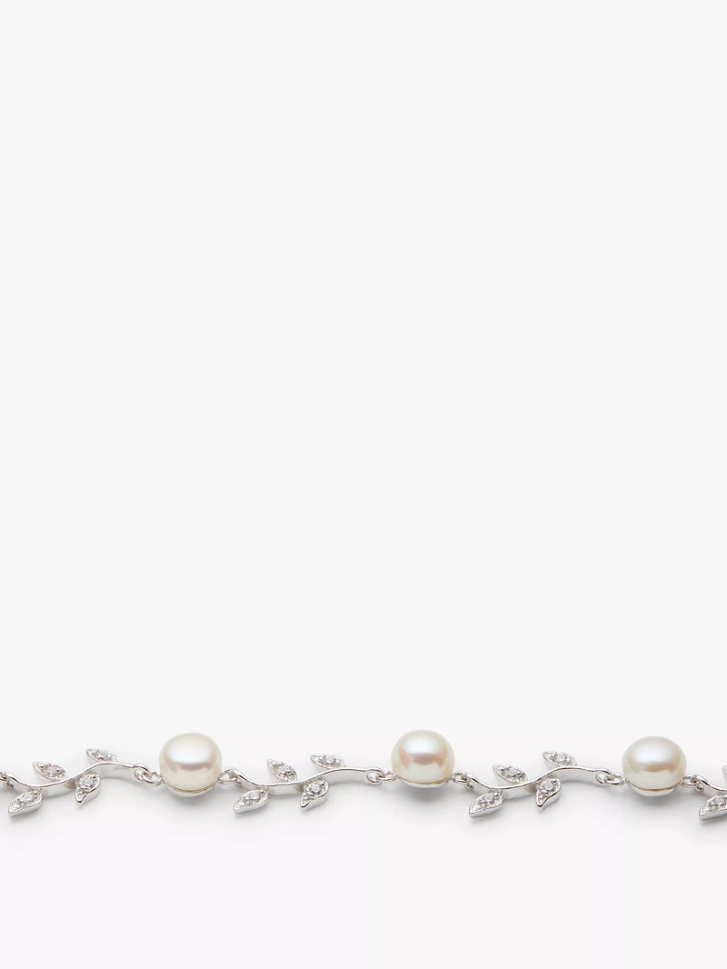 Lido leaf pearl bracelet in sterling silver (British brand)