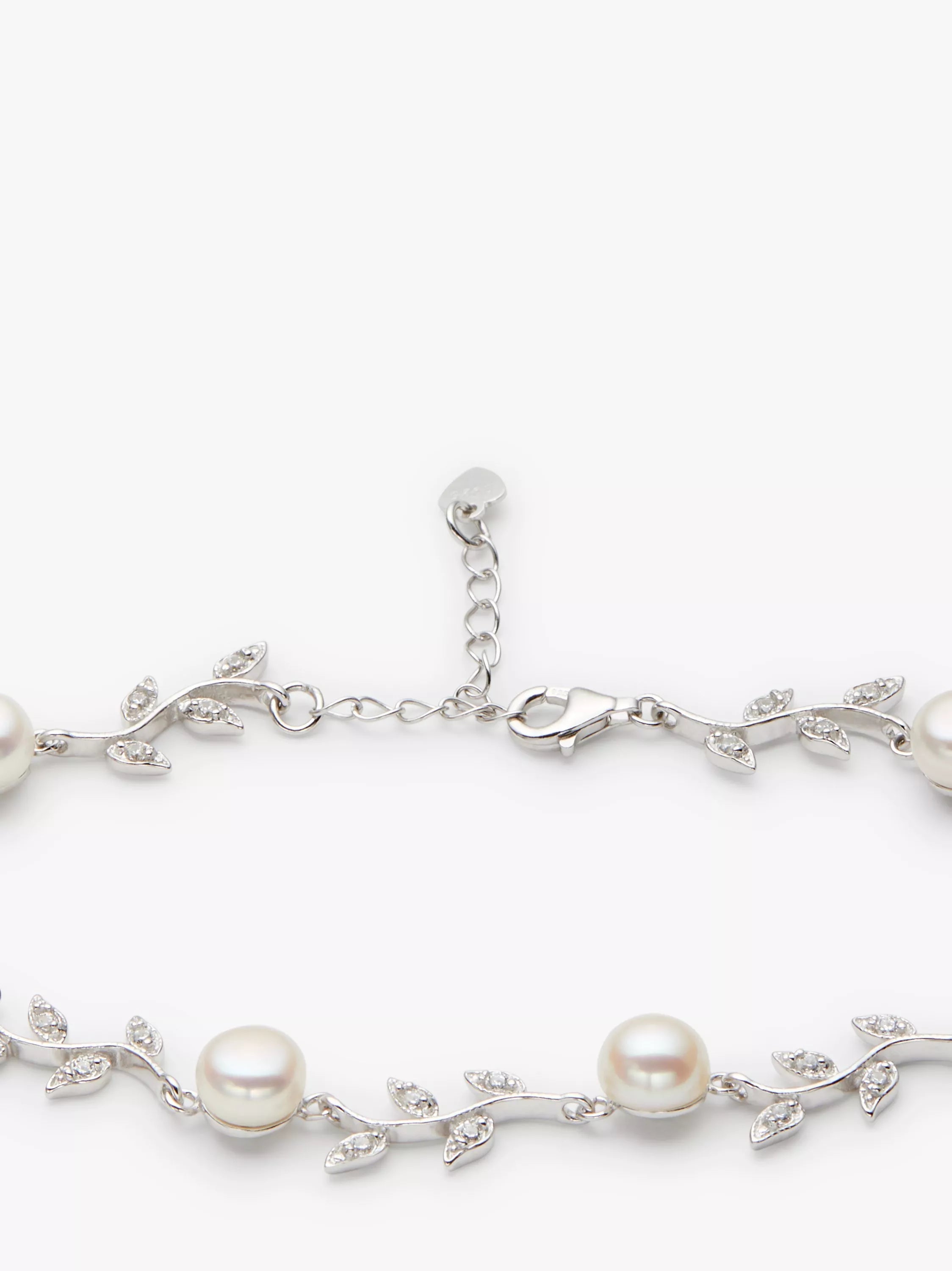 Lido leaf pearl bracelet in sterling silver (British brand)
