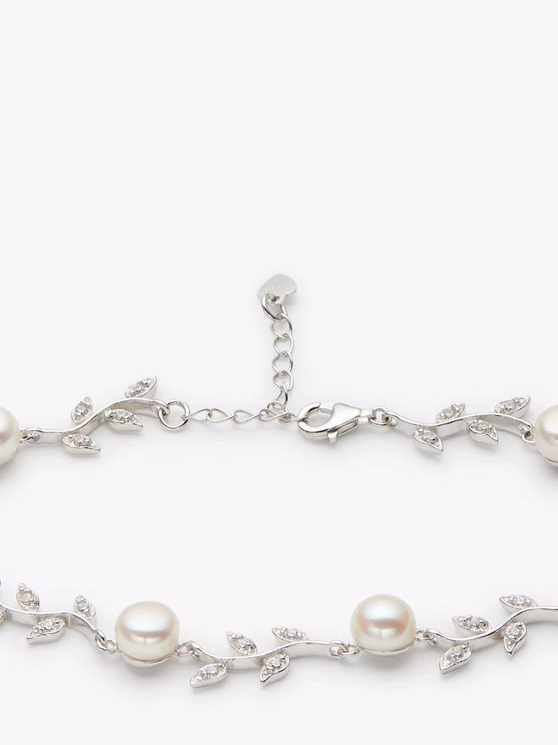 Lido leaf pearl bracelet in sterling silver (British brand)