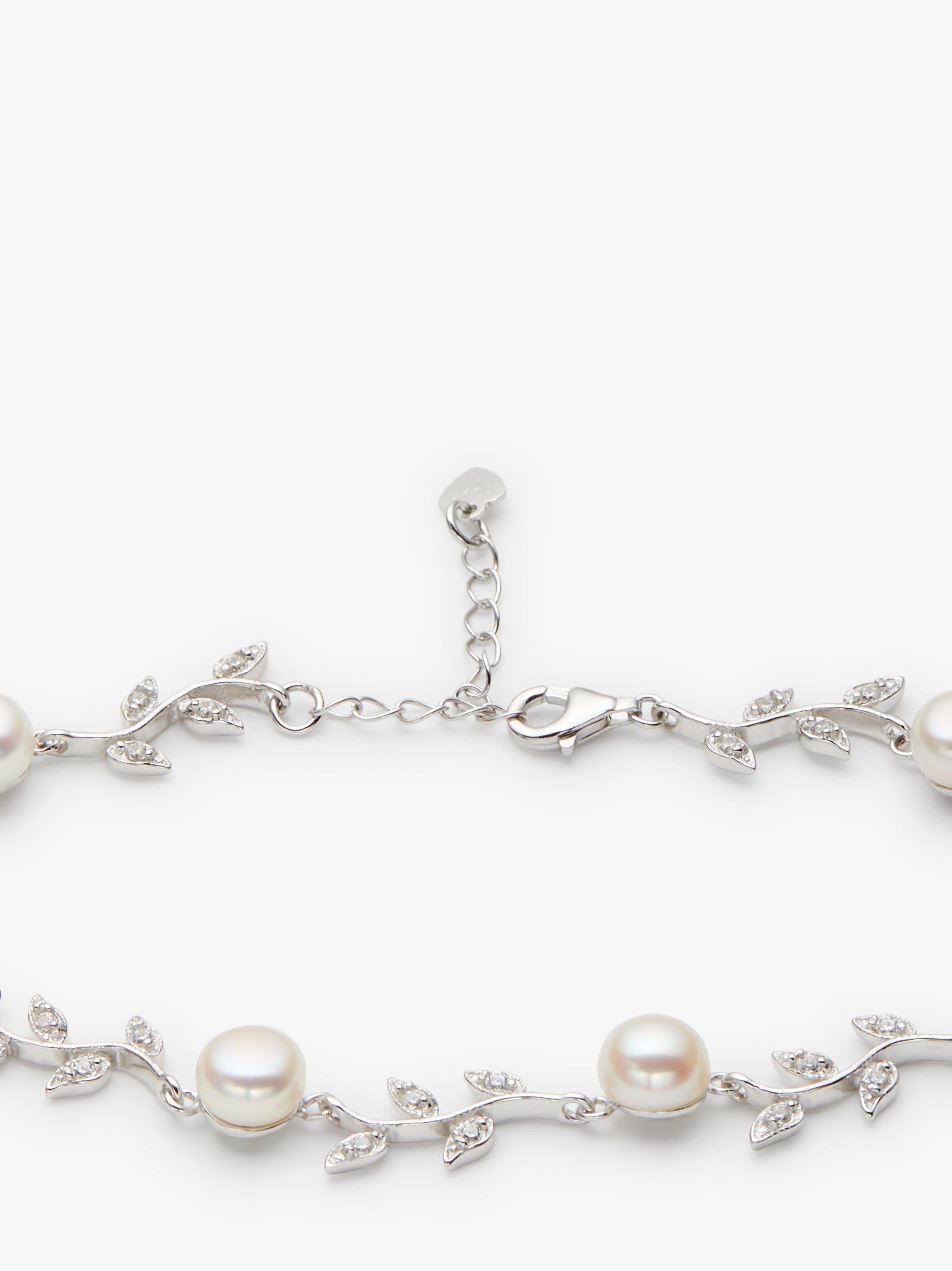 Lido leaf pearl bracelet in sterling silver (British brand)