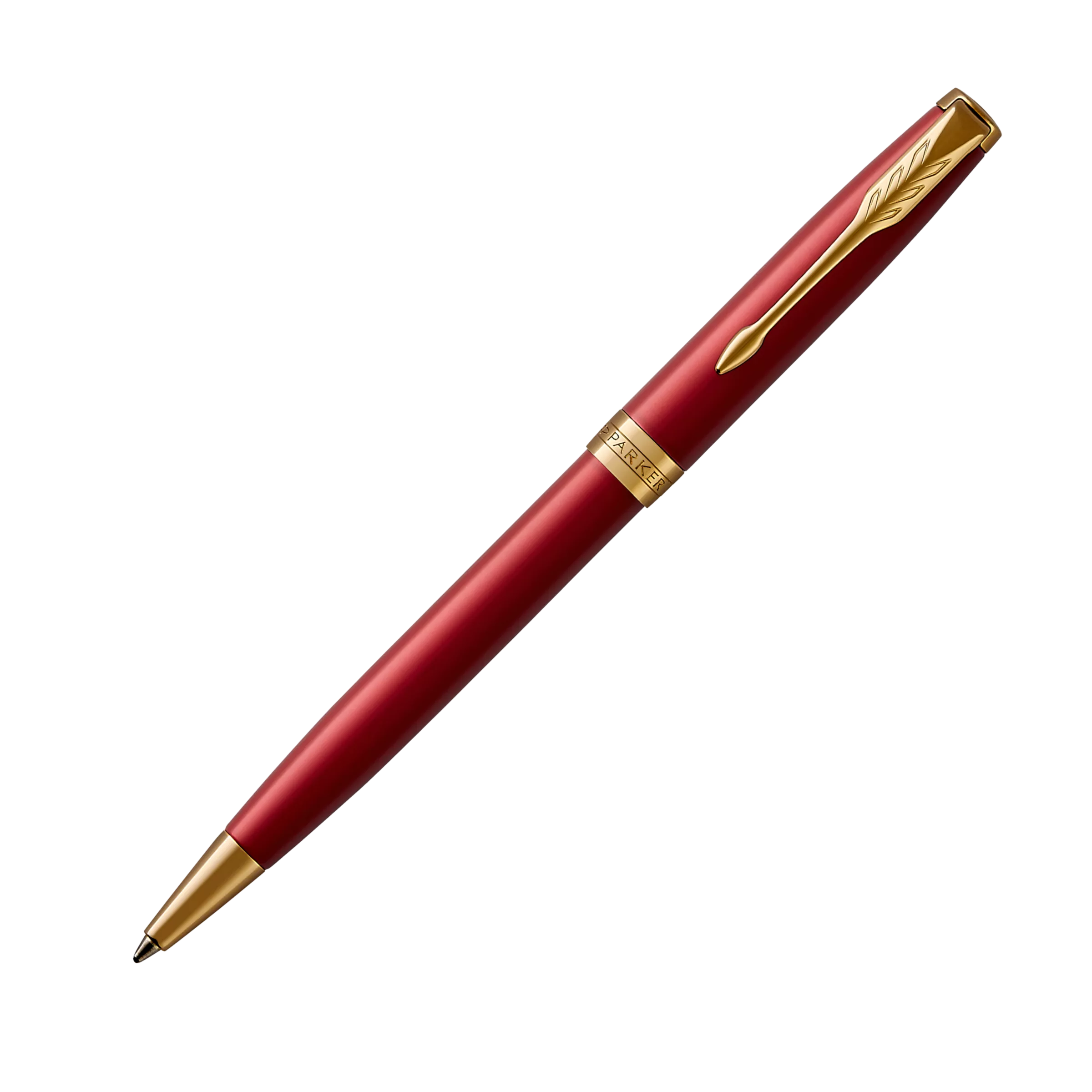 PARKER Sonnet Matt Lacquer ballpoint pen in red and gold, UK version