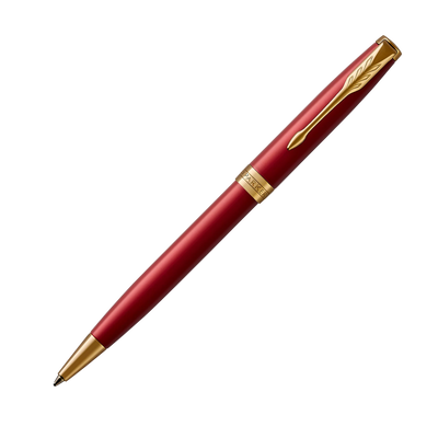 John Lewis Parker Sonnet Matt Lacquer Ballpoint Pen, Red/Gold- Buy online at McGrocer