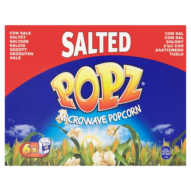 Popz Salted Microwave Popcorn   6 x 90g