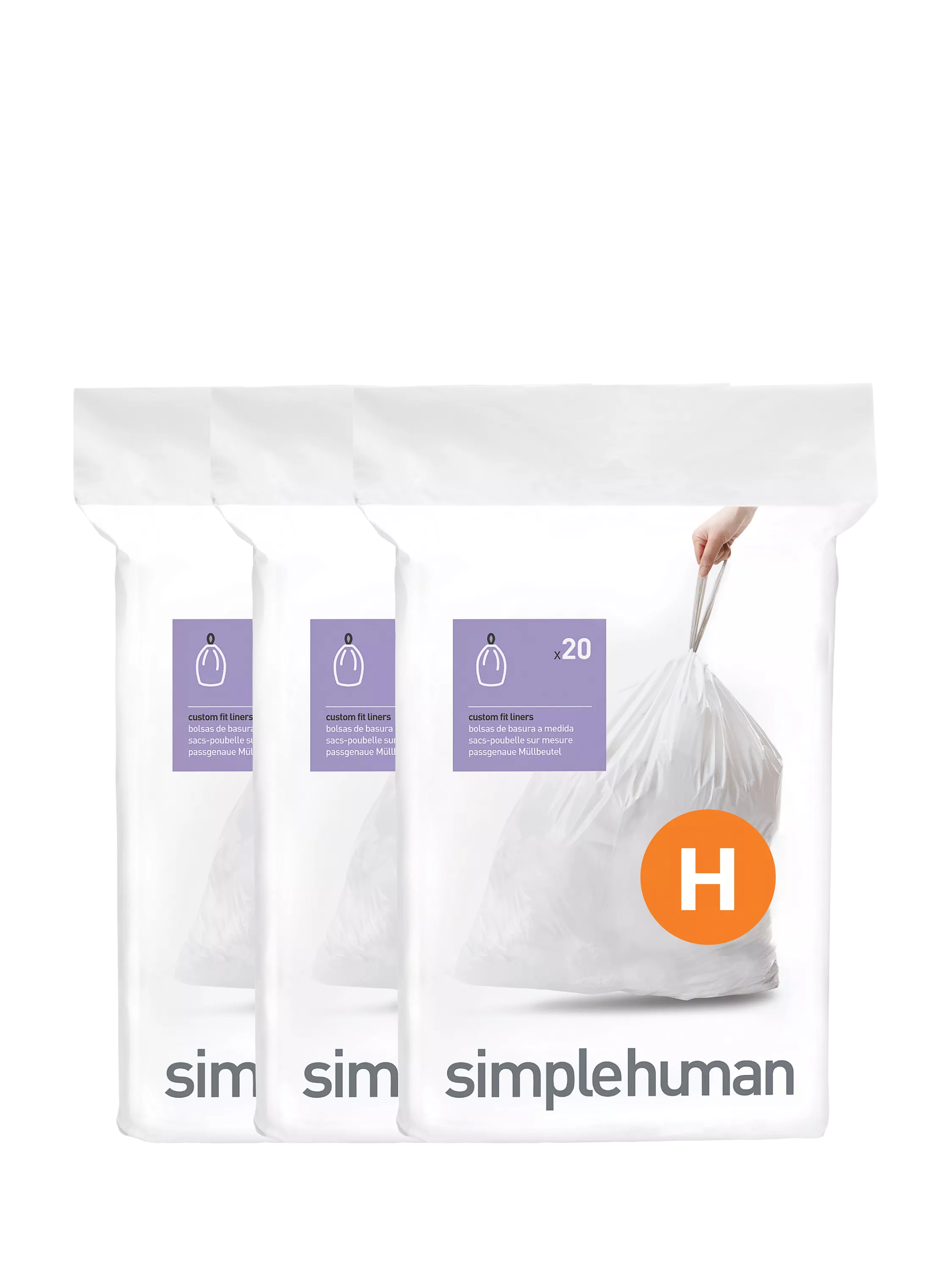 Simplehuman bin liners Code H pack of 60, UK version