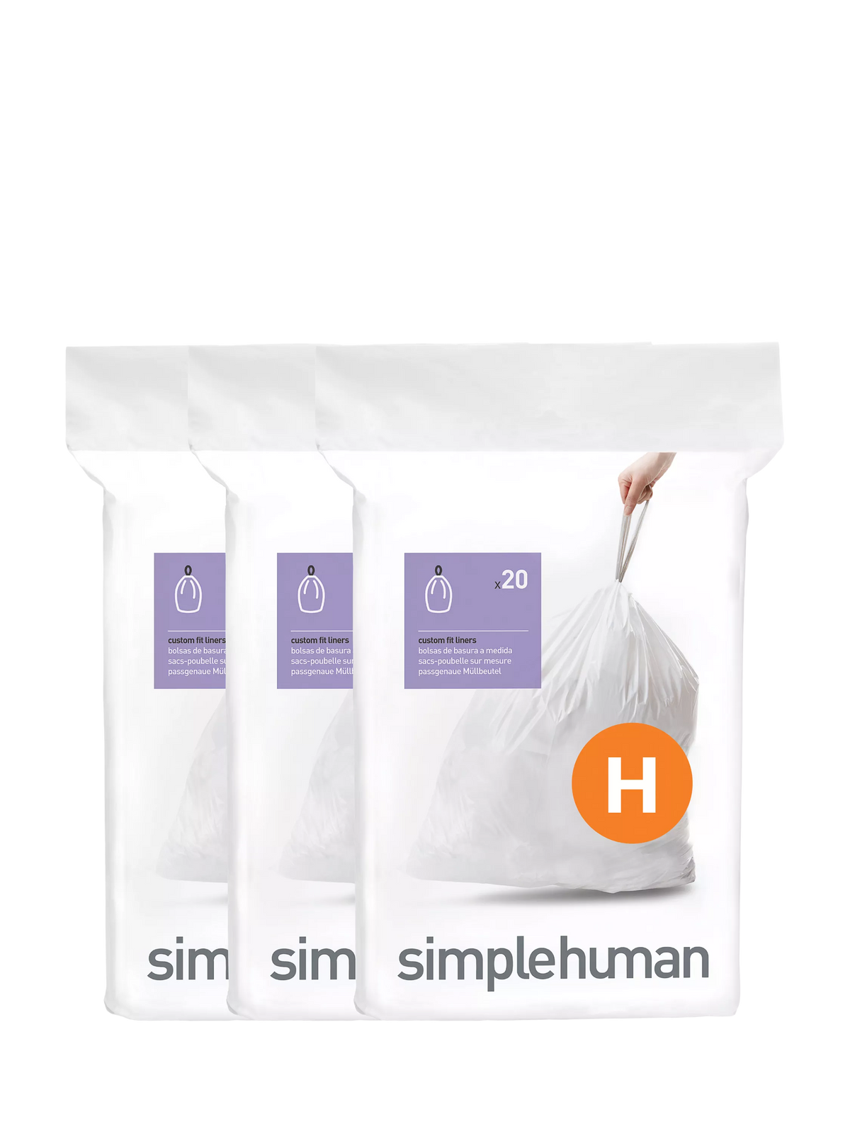Simplehuman bin liners Code H pack of 60, UK version