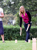 Bex Kubb game set with wooden pieces and cotton bag - British product