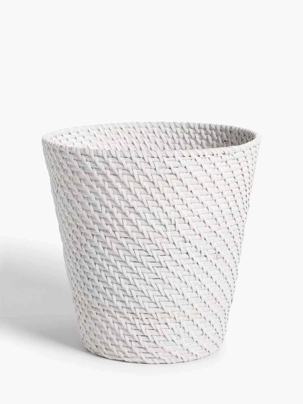 John Lewis white rattan waste paper bin 26cm, UK version