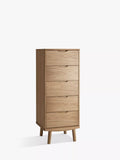 John Lewis Bow tallboy chest natural finish, imported from the UK