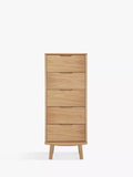 John Lewis Bow tallboy chest natural finish, imported from the UK