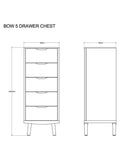 John Lewis Bow tallboy chest natural finish, imported from the UK