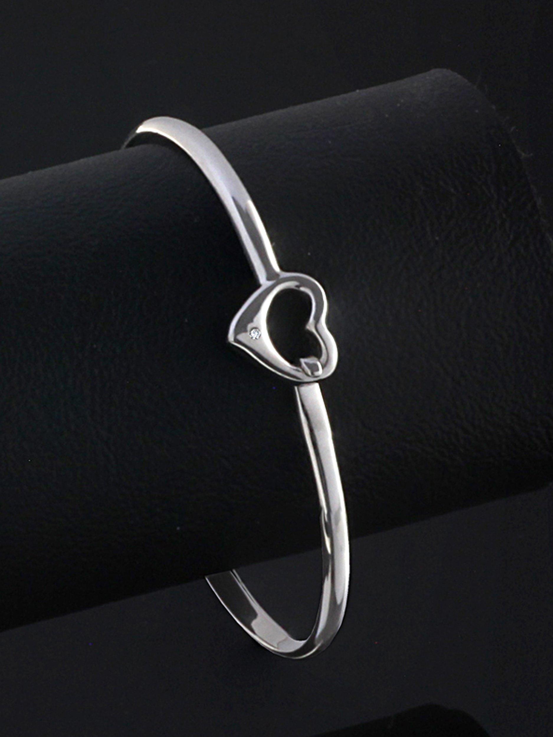 Nina B sterling silver heart diamond bangle - British product