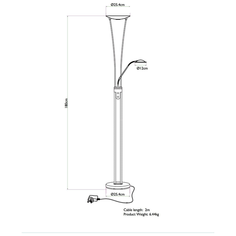John Lewis Levity LED floor lamp satin nickel - British product