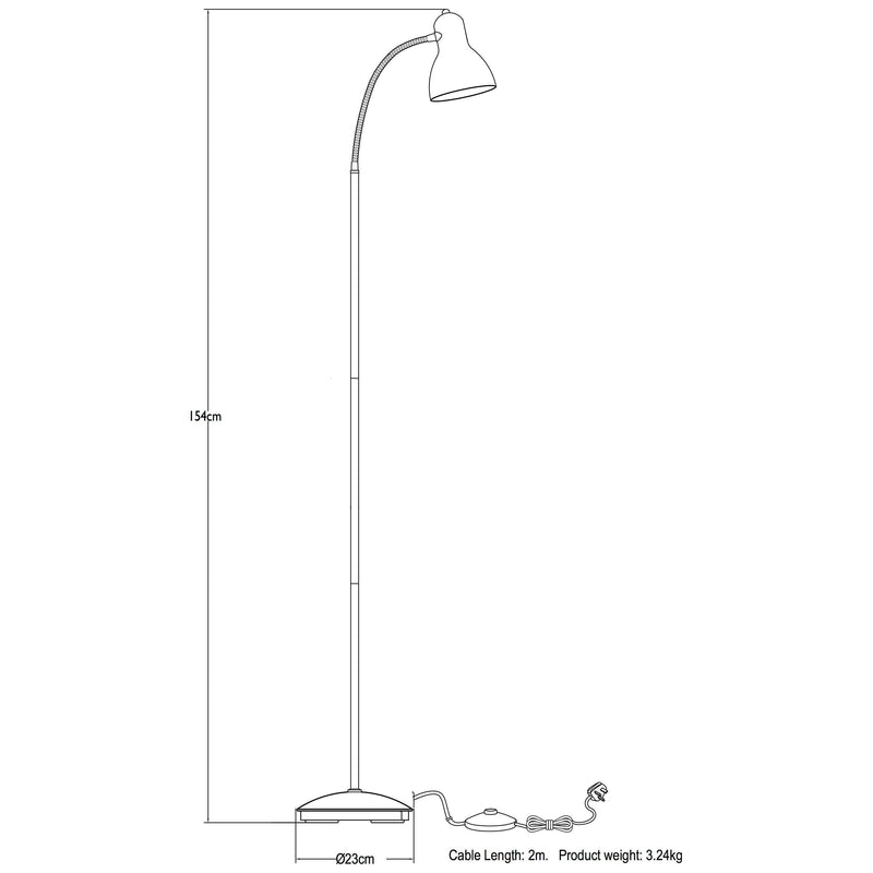 John Lewis Mykki LED floor lamp satin nickel - British product