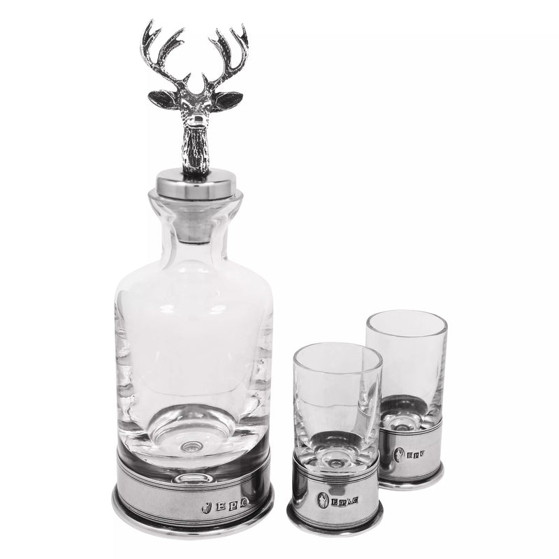 English Pewter Company stag mini decanter and shot glass set - British product