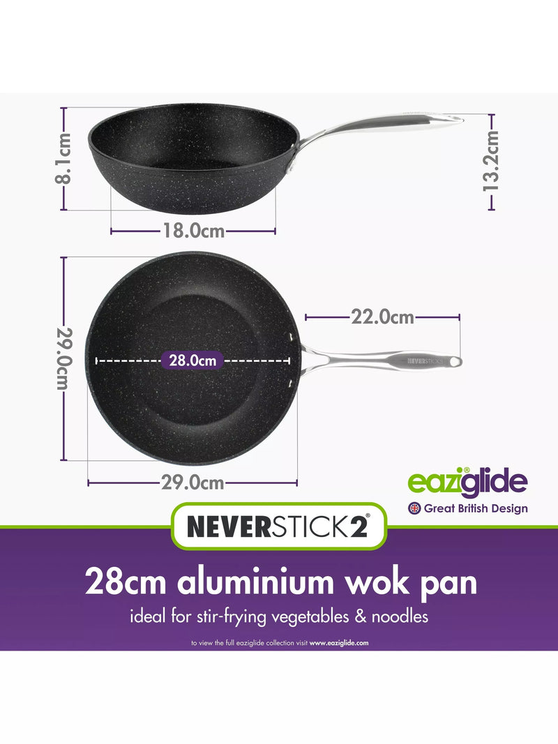 Eaziglide Neverstick2 aluminium non-stick open wok 28cm, UK version