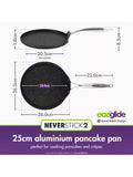 Eaziglide Neverstick2 Aluminum Non-Stick Pancake Pan Black 25cm - British product