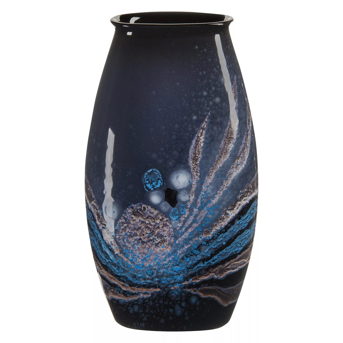 Vase Manhattan Céleste en poterie Poole, H26cm, Gris/Bleu