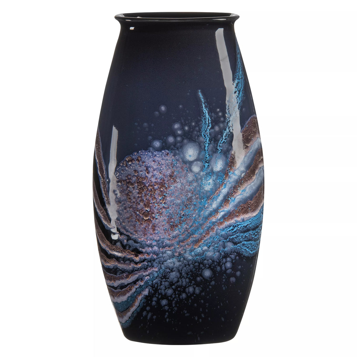 Vase Manhattan Céleste en poterie Poole, H36cm, Gris/Bleu