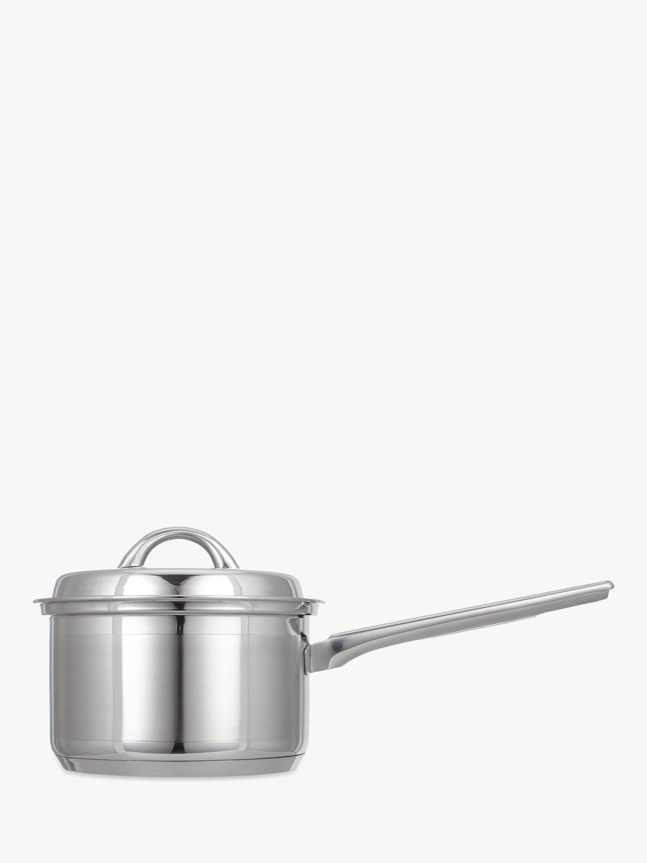 John Lewis stainless steel saucepan set with lids, 3 piece, UK version