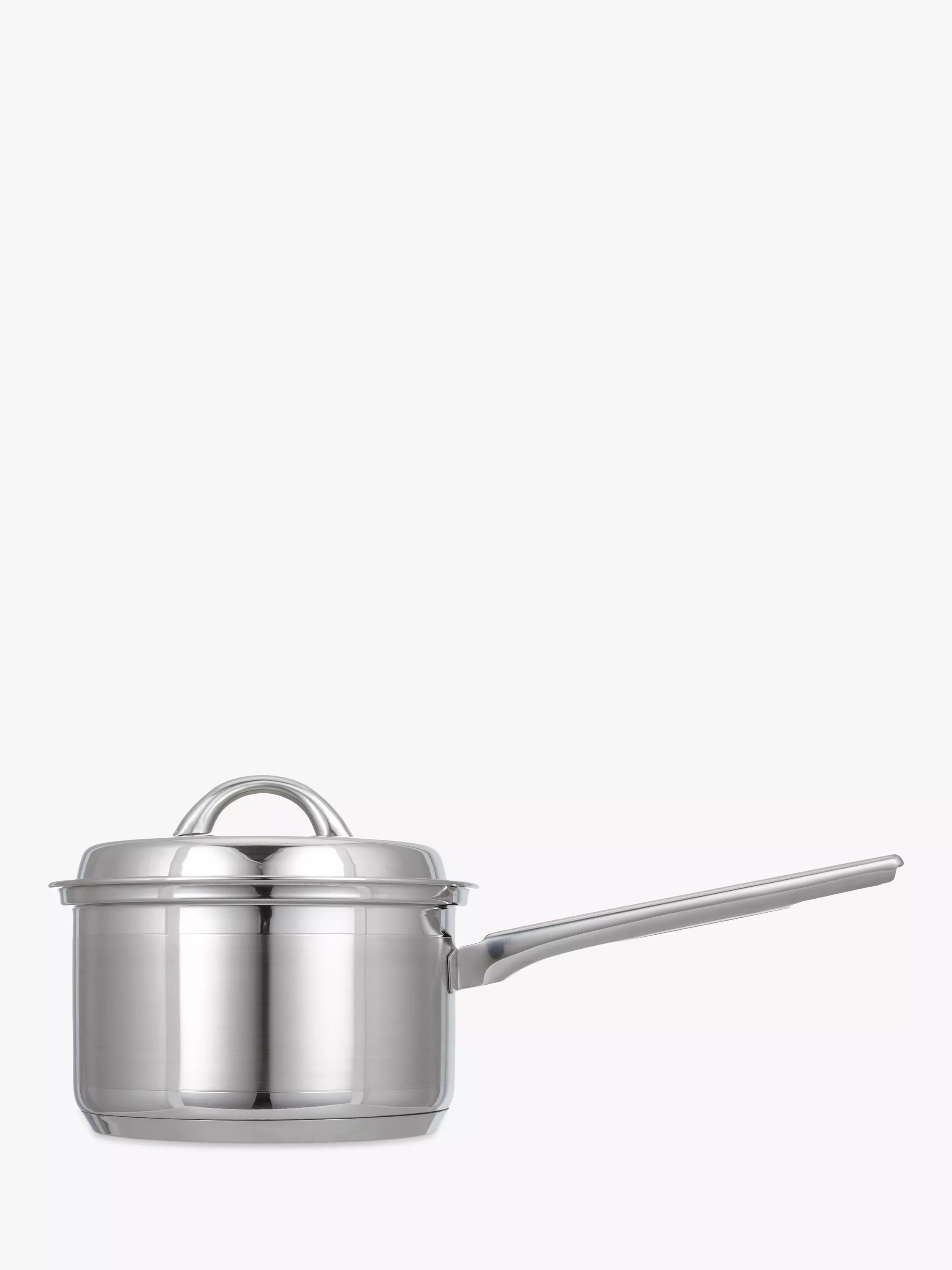 John Lewis stainless steel saucepan set with lids, 3 piece, UK version