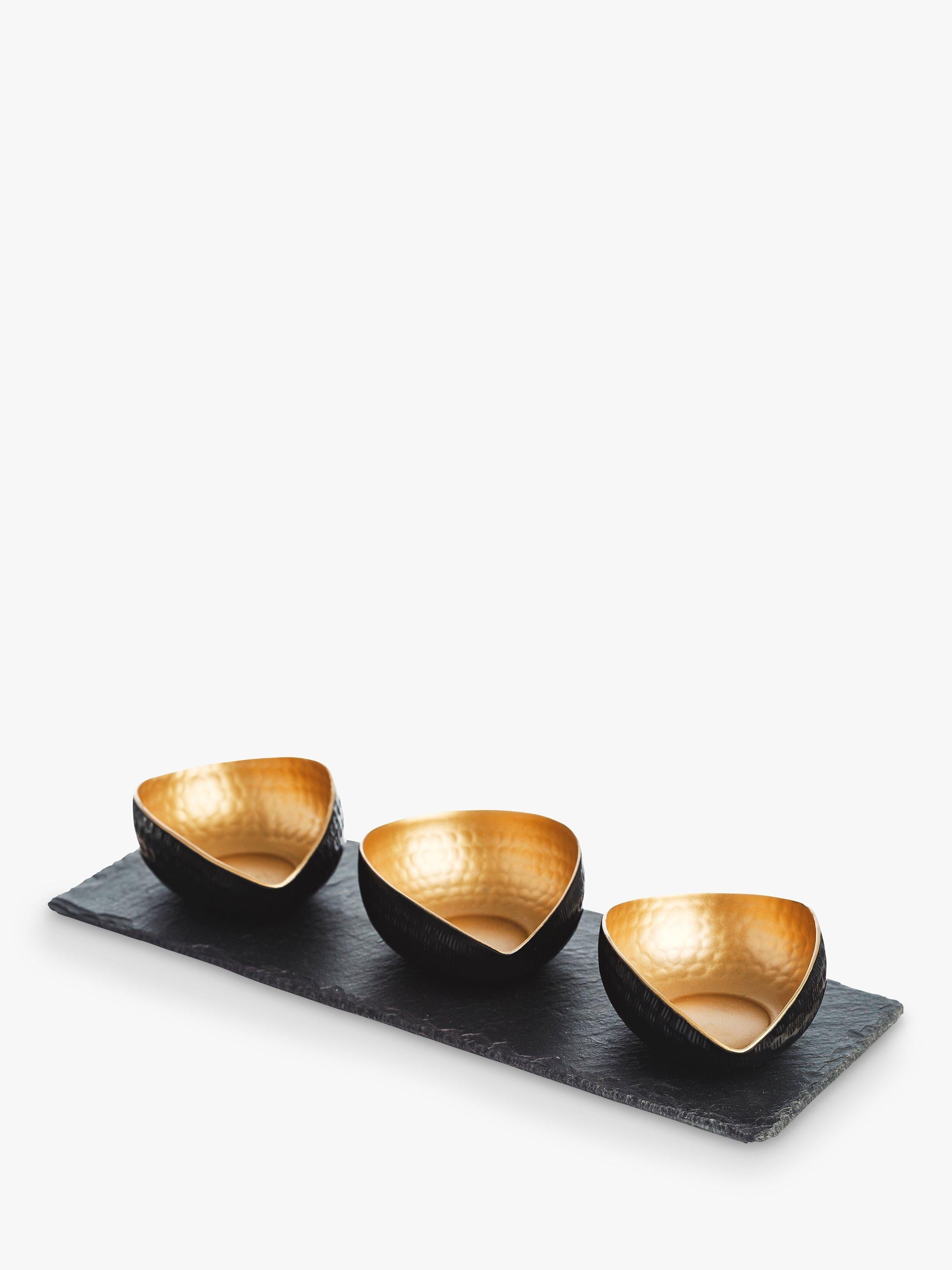 Selbrae House Slate Metal Bowl Mezze Set Black Gold (British brand)