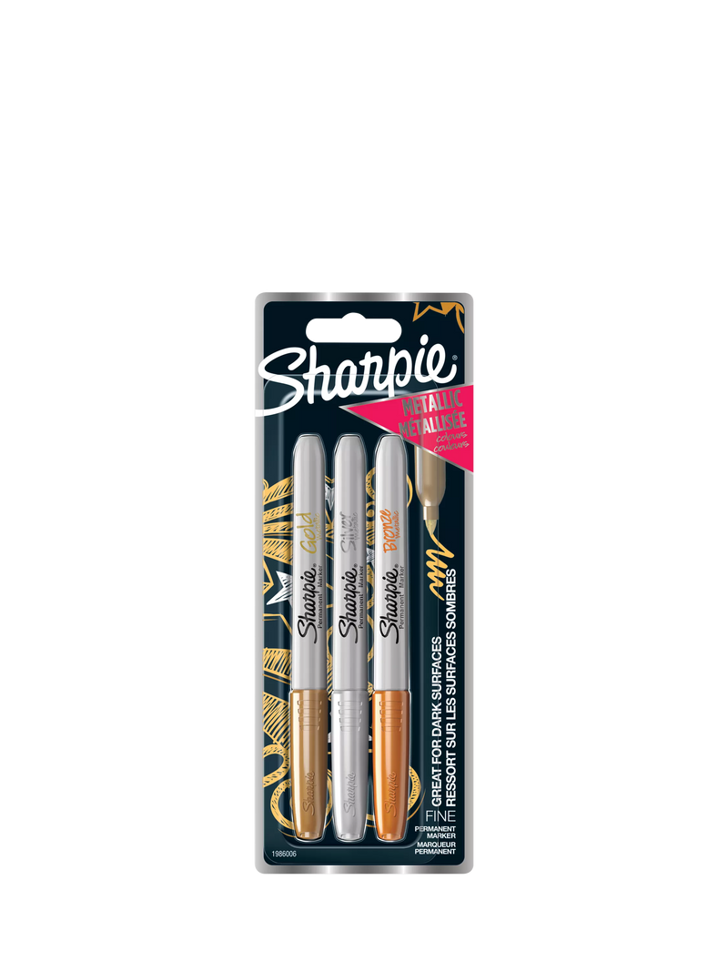 Sharpie Fine Metallic Markers pack of 3 (British brand)
