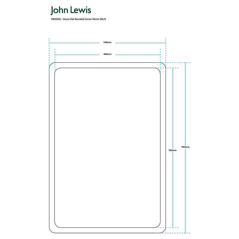 John Lewis oak wall mirror 54x79cm - British product