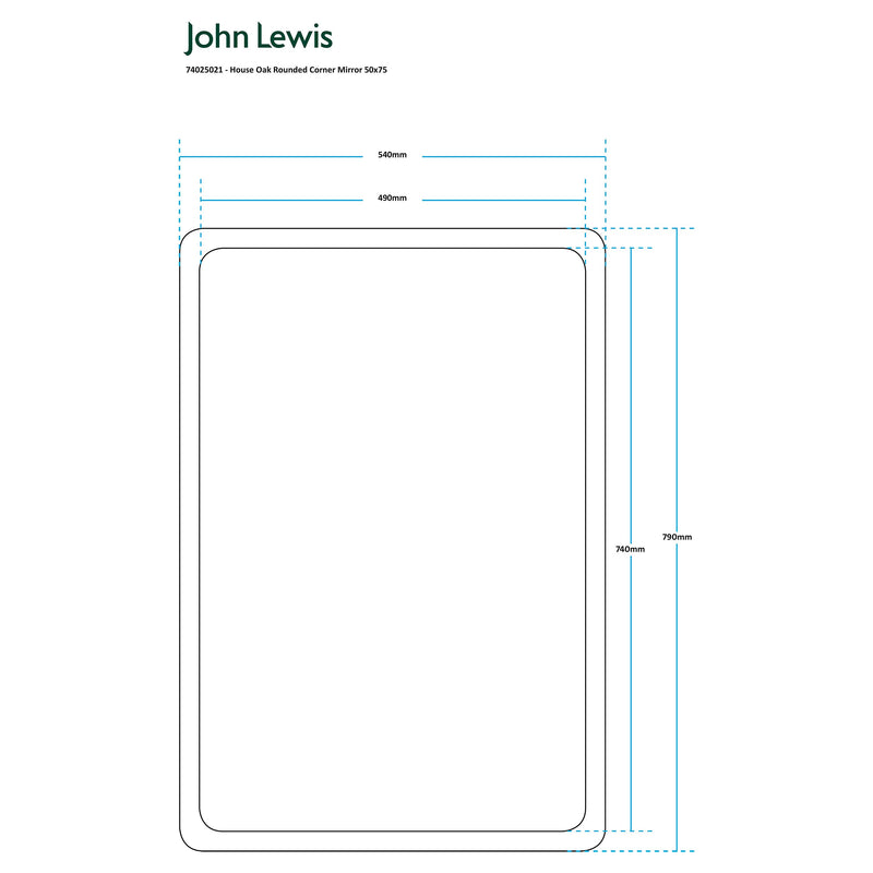 John Lewis oak wall mirror 54x79cm - British product