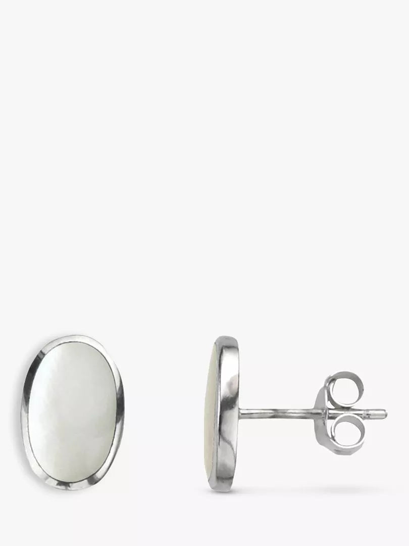 Nina B Oval Stud Earrings with Mother of Pearl