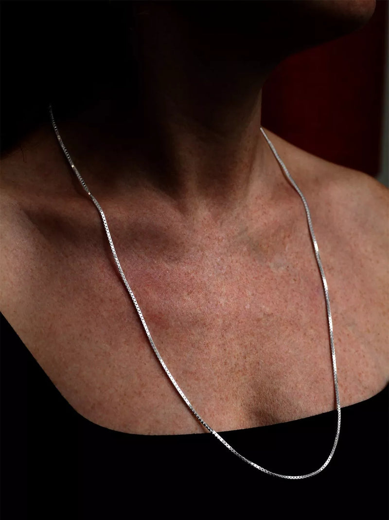 Nina B sterling silver box chain necklace 70cm (British brand)