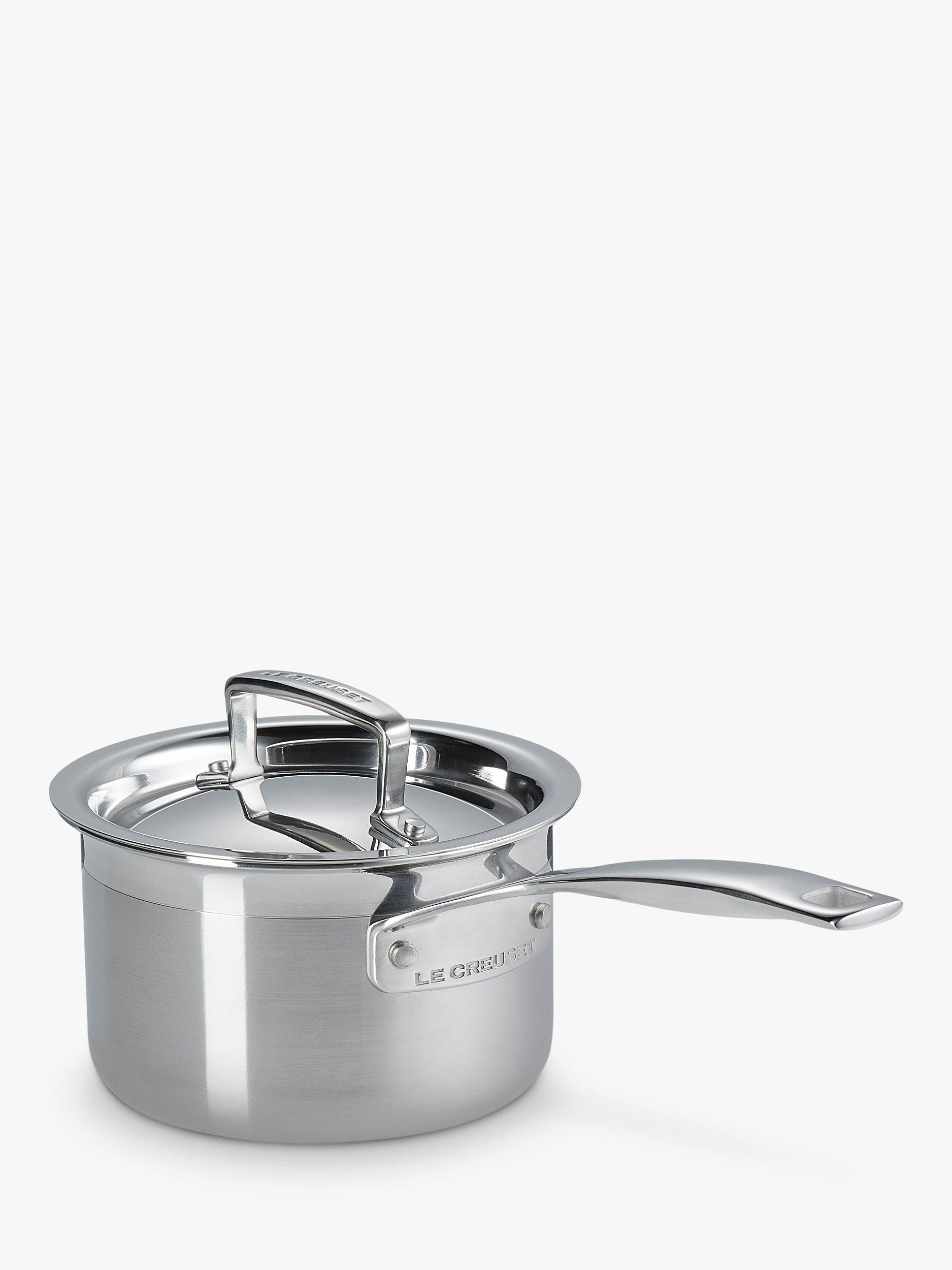 Le Creuset stainless steel lidded saucepan 14cm, UK version