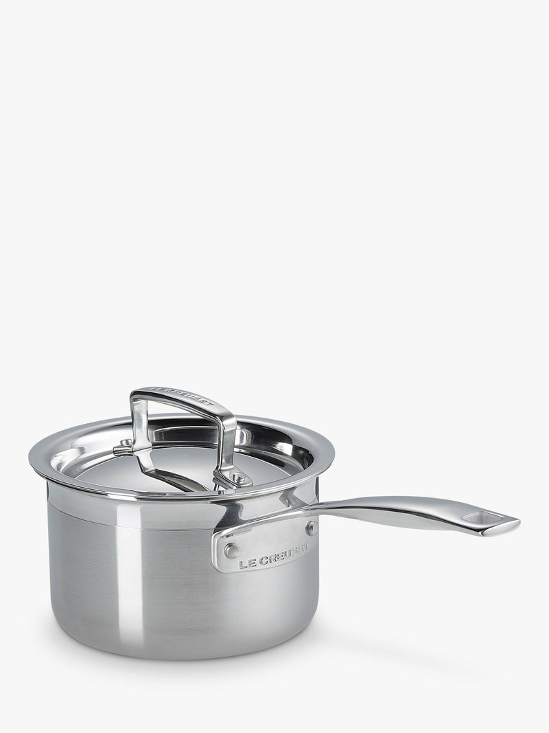 Le Creuset stainless steel lidded saucepan 14cm, UK version