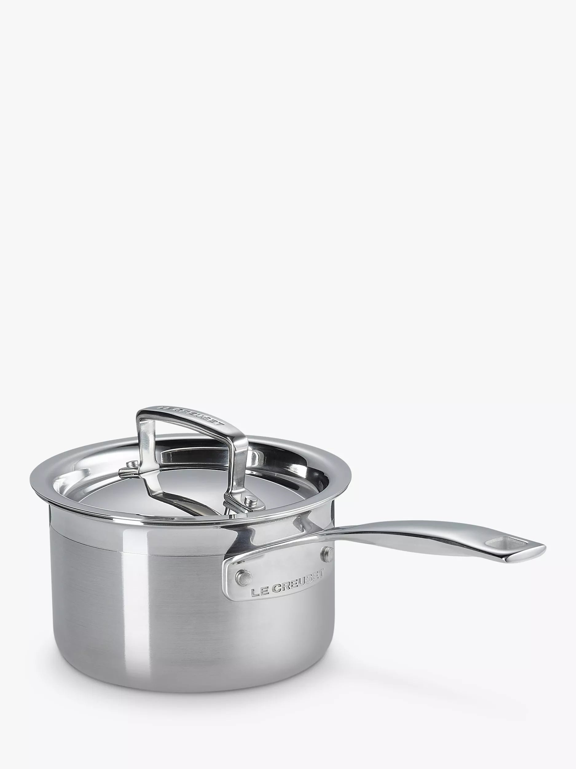 Le Creuset stainless steel lidded saucepan 14cm, UK version